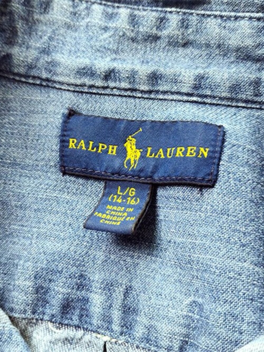 New Women XS-S Kids 14-16 L Ralph Lauren Chambray Button Up Shirt Embroidered - Picture 3 of 3